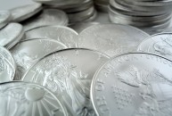 Pile of foreign silver coins 
