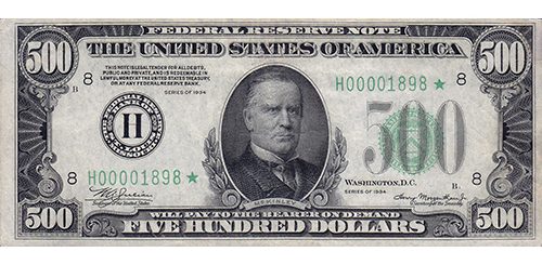 1934 Chicago $500 Bill