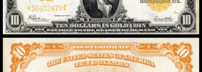 1922 10 Gold Certificate