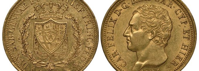 1822 Eagle Gold Lire Sardinia