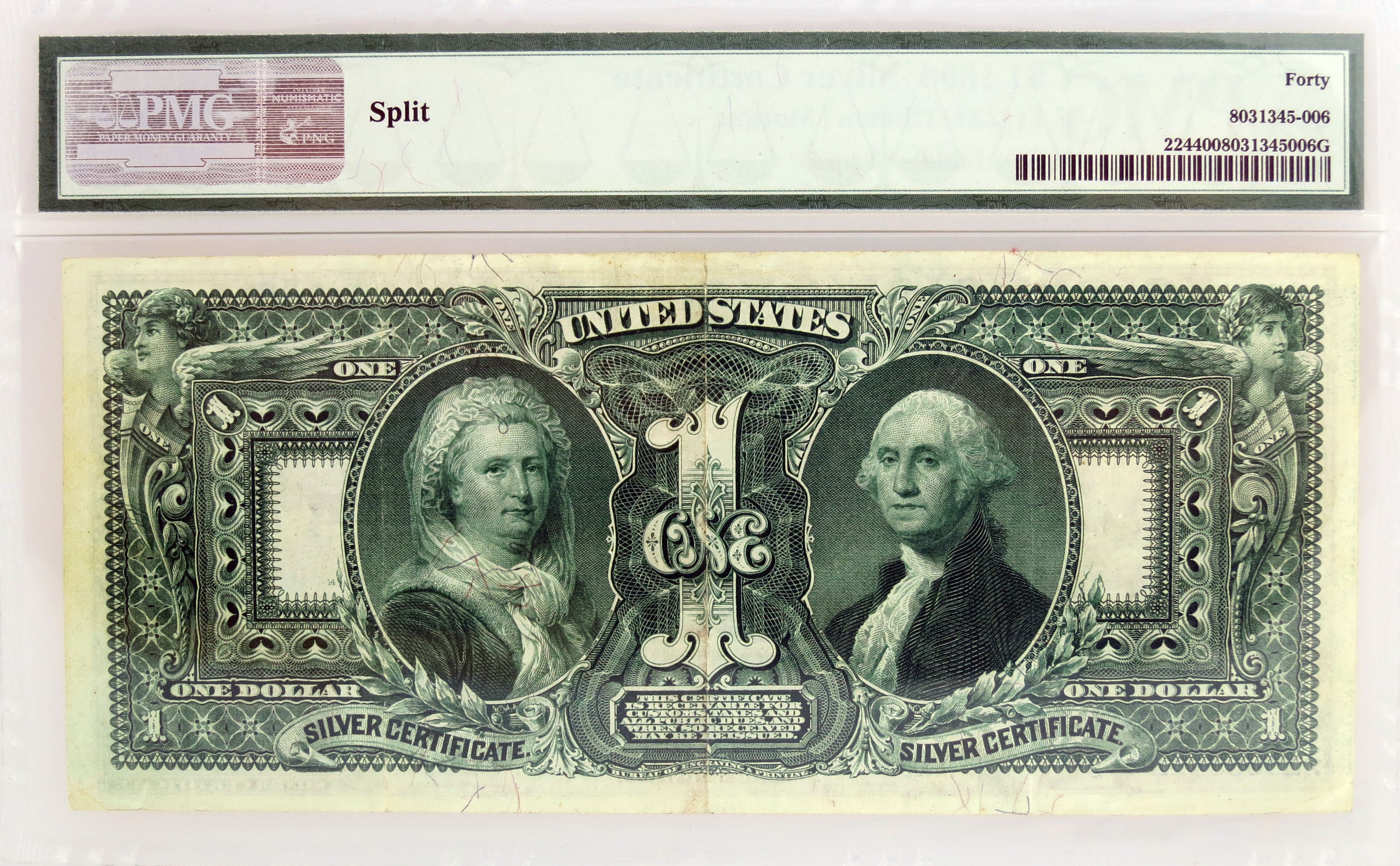 Series of 1896 $1 Educational Silver Certificate Fr#224 PMG XF40 Split