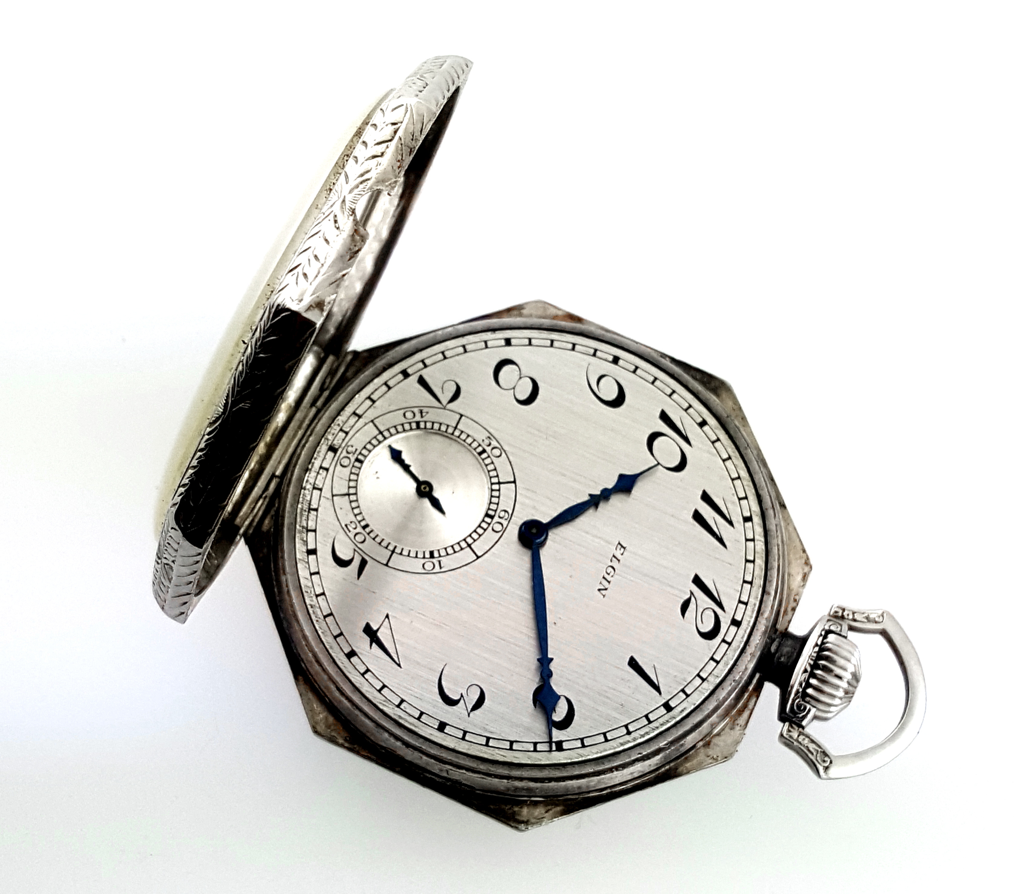 14k Solid White Gold Elgin Octagon Pocketwatch Swingout Case Octagonal