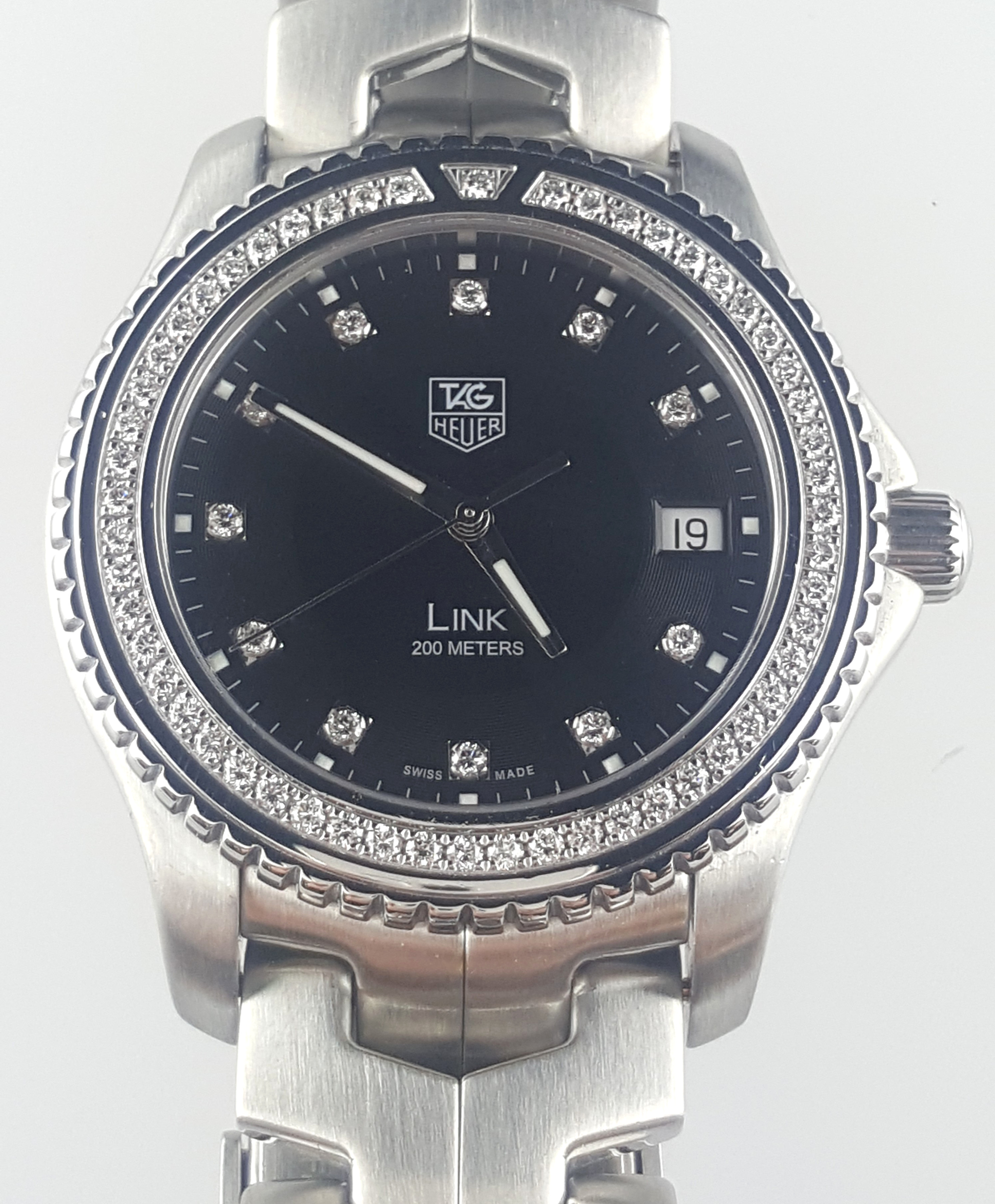 tag heuer link diamond bezel mens