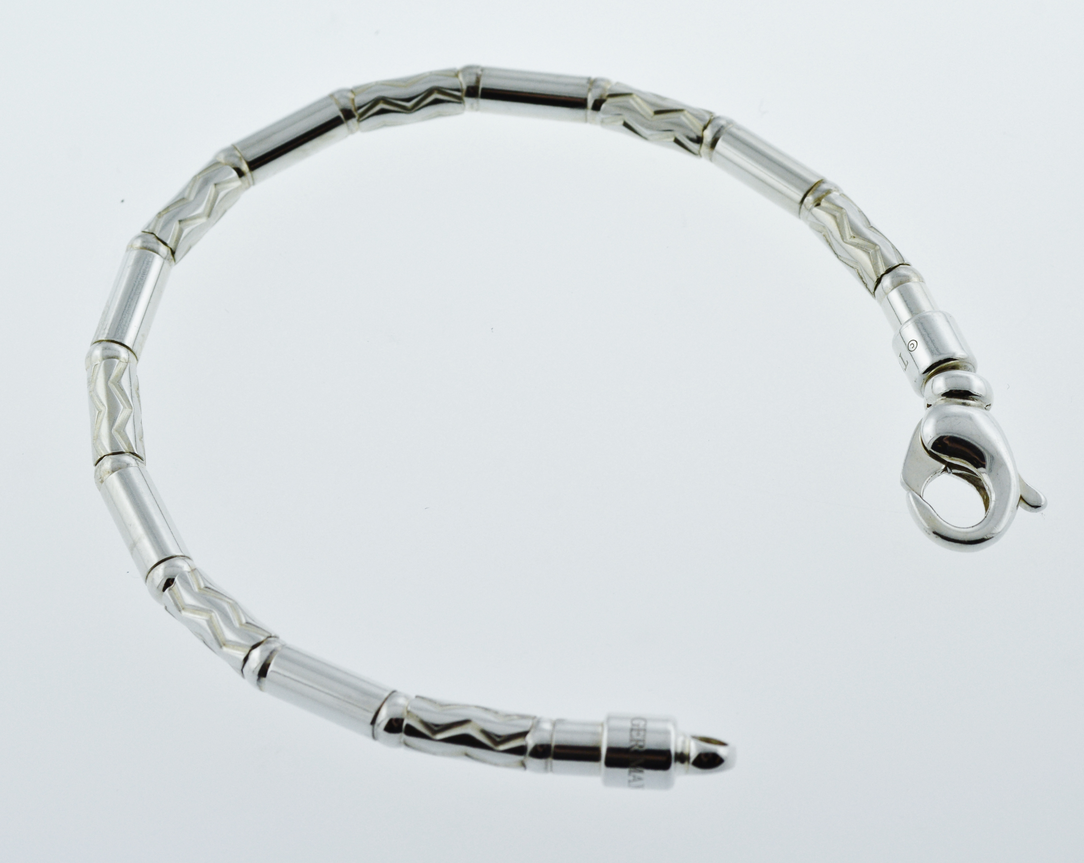 Vintage Tiffany & Co Germany Aztec Zig Zag Etched Bracelet Sterling