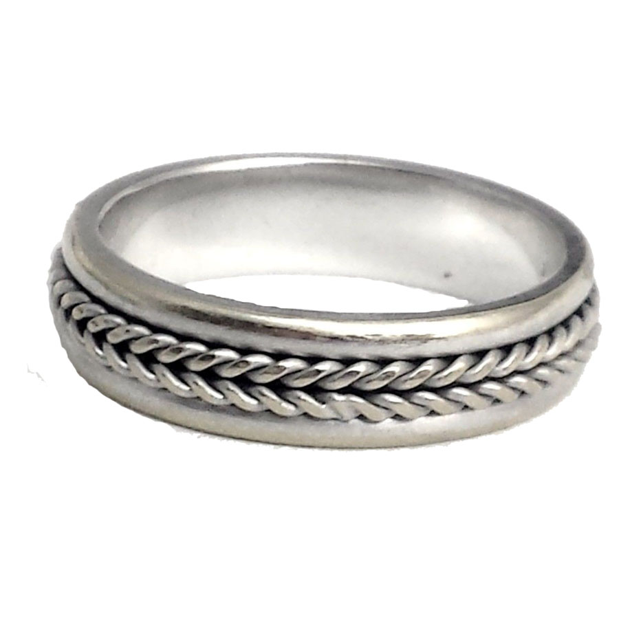 ... STERN 5.4mm Spinning braided 14k white gold wedding band ring size 9