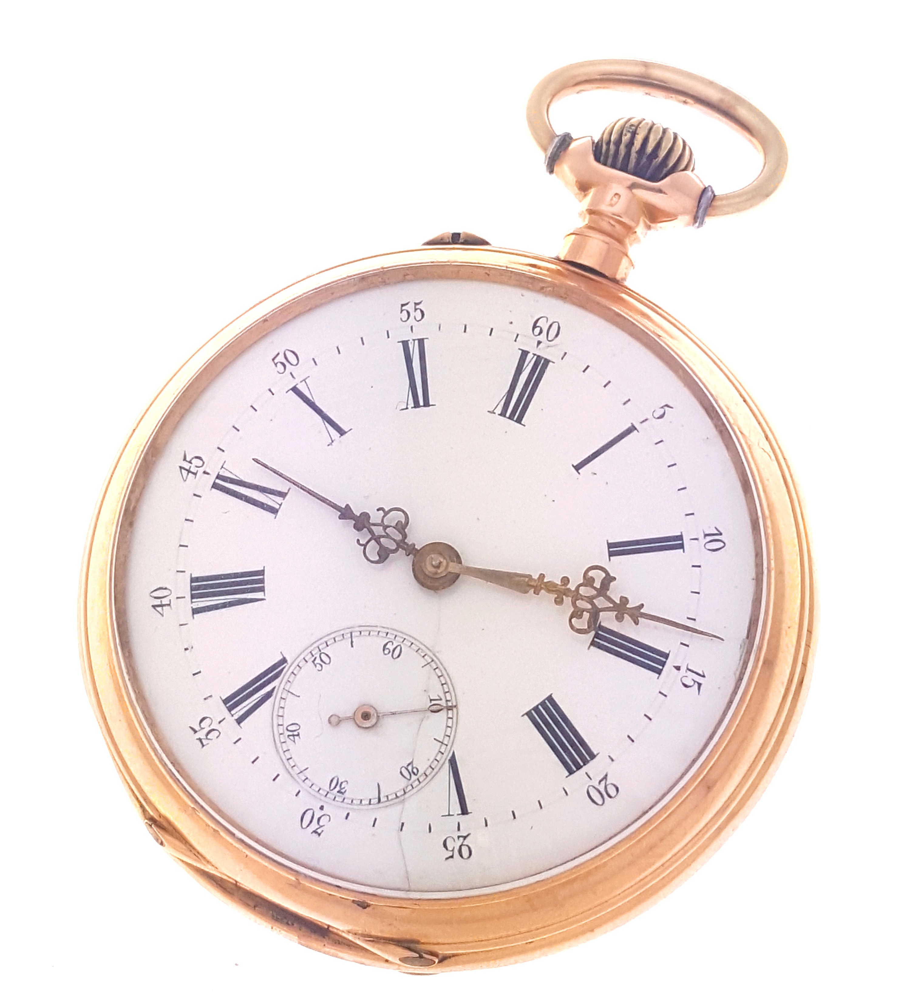 18k Gold Swiss Open Face Ancre Ligne Droite16 Rubis Pocket watch eBay