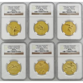 1984 Salvador Dali .900 Gold 6 Piece Olympic Set Graded (NGC MS68)