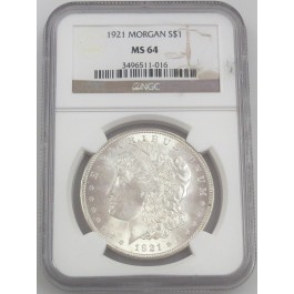1921 P Morgan Silver Dollar Graded MS64 by NGC Exceptional White Luster!