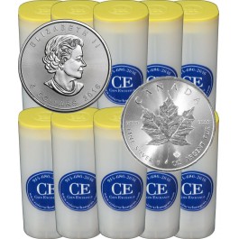 Lot of 250 - 2016 1 oz Silver Canadian Maple Leaf .9999 $5 Bullion Coins (10 Rolls)