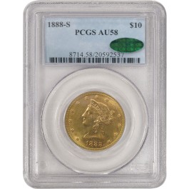1888 S $10 Liberty Head Gold PCGS AU58 CAC