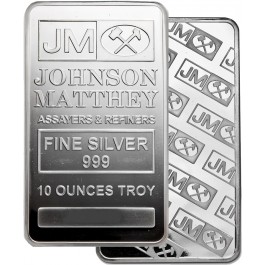 10 oz Johnson Matthey Silver Vintage Bar .999 Fine