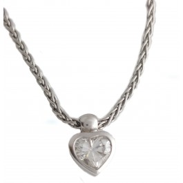 18k White Gold .75ct Heart Shaped Diamond G-H SI pendant Necklace 16"  
