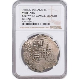 1620 MO D Mexico 8 Reales Silver Philip III NGC VF Details Saltwater Damage 