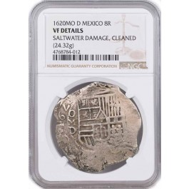 1620 MO D Mexico 8 Reales Silver Philip III NGC VF Details Saltwater Damage 