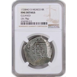1728 MO D Mexico 8 Reales Silver Charles III NGC Fine Details Cleaned