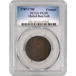 1787/1788 Mailed Bust Facing Left Connecticut Copper PCGS VG10