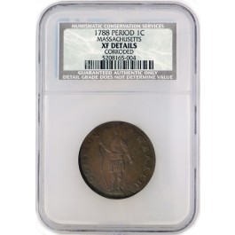 1788 With Period 1C Massachusetts Copper Cent NGC NCS XF Details Corroded