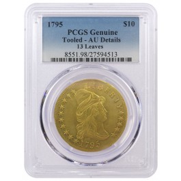 1795 Capped Bust $10 Eagle 13 Leaves Small Eagle PCGS AU Details RARE