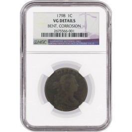 1798 1C Draped Bust Large Cent Style 2 Hair NGC VG Details
