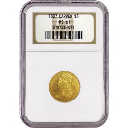 1807 $5 Capped Bust Left Half Eagle Gold NGC MS61