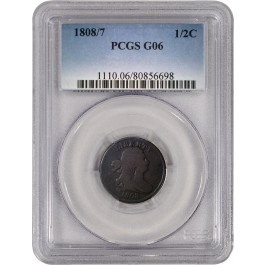 1808/7 1/2C Draped Bust Half Cent PCGS G06