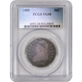 1809 50C Capped Bust Half Dollar PCGS VG08