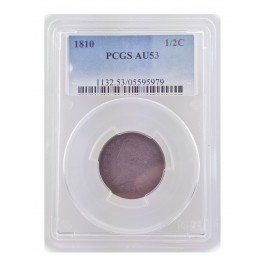 1810 Classic Head Half Cent Graded PCGS AU53