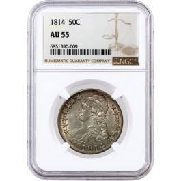 1814 50C Capped Bust Silver Half Dollar Overton 109 O-109 NGC AU55 Coin