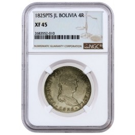 1825 PTS JL 4 Reale Potosi Mint Bolivia NGC XF45