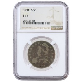 1831 50C Capped Bust Silver Half Dollar NGC F15
