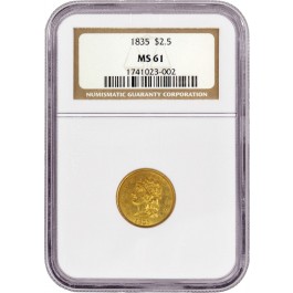 1835 $2.50 Classic Head Quarter Eagle Gold NGC MS61