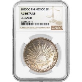 1845 GO PM 8 Reales Silver Guanajuato First Republic NGC AU Details Cleaned