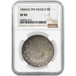 1846 GO PM 8 Reales Silver Guanajuato Mexico First Republic NGC XF45