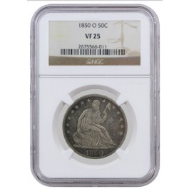 1850 O 50C Seated Liberty Half Dollar Variety 1 NGC VF25
