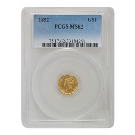 1852 $1 Liberty Head Gold Dollar PCGS MS62