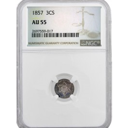1857 3CS Three Cent Silver NGC AU55