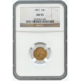 1857 $1 Indian Princess Head Gold Type 3 NGC AU55