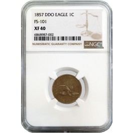1857 1C Flying Eagle Cent Doubled Die Obverse DDO FS-101 NGC XF40 Coin