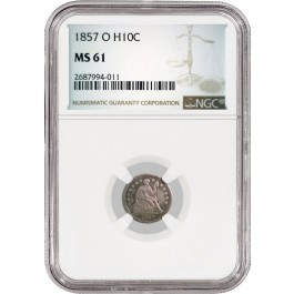 1857 O Seated Liberty Half Dime H10C  NGC MS61