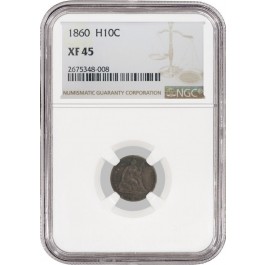1860 Seated Liberty Half Dime Variety 4 NGC XF45