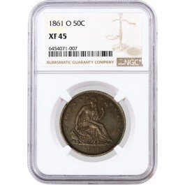 1861 O 50C Seated Liberty Half Dollar Silver NGC XF45 Extremely Fine Circulated Coin
