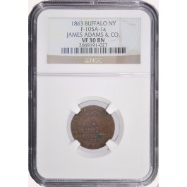 1863 Civil War Token NGC VF 30 BN Buffalo NY