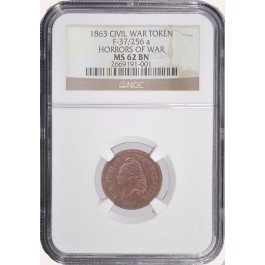 1863 Horrors of War Civil War Token Graded NGC MS62 BN 
