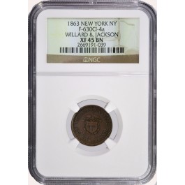 1863 New York NY Willard & Jackson F-630CI-4a NGC XF45 BN 