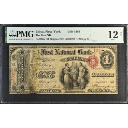 Original Series Ace 1865 $1 First NB Utica New York CH# 1395 Fr#380a PMG Fine 12