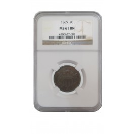1865 Two Cent Piece NGC MS61 BN