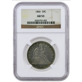 1866 50C Seated Liberty Half Dollar NGC AU53