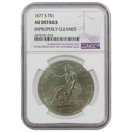 1877 S $1 Silver Trade Dollar NGC AU Details