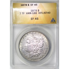 1878 7TF $1 Morgan Silver Dollar ANACS EF45 VAM 188 Washed Out L
