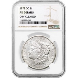 1878 CC Carson City $1 Morgan Silver Dollar NGC AU Details Obverse Cleaned Coin
